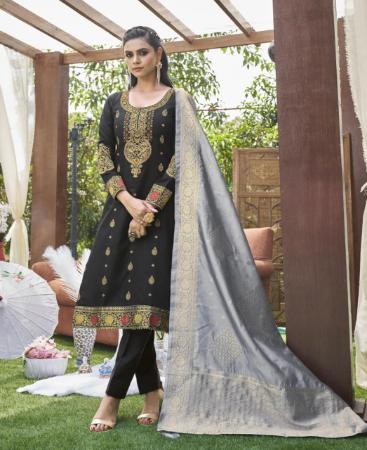 Picture of Fine Black Straight Cut Salwar Kameez