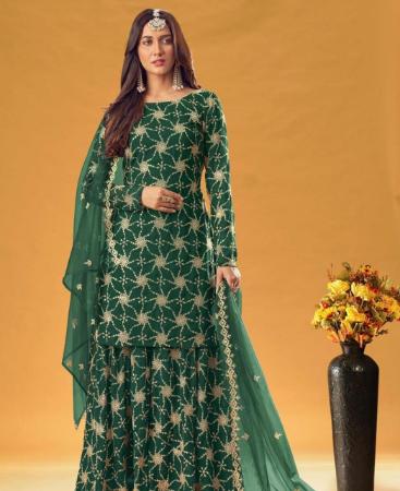 Picture of Ideal Green Straight Cut Salwar Kameez