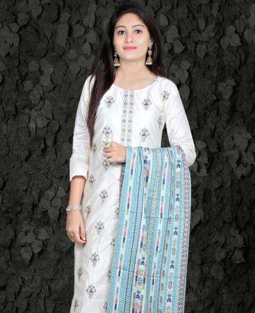 Picture of Sightly Off White Readymade Salwar Kameez