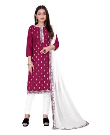 Picture of Classy Wine Straight Cut Salwar Kameez