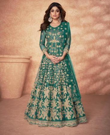 Picture of Shapely Rama Green Anarkali Salwar Kameez