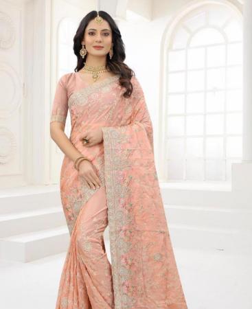 Picture of Bewitching Peach Designer Saree