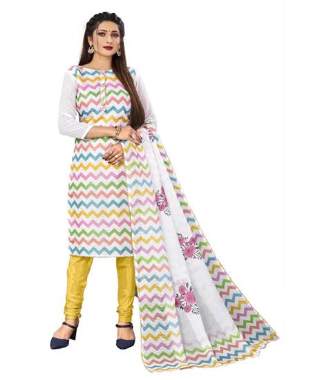 Picture of Good Looking White Cotton Salwar Kameez