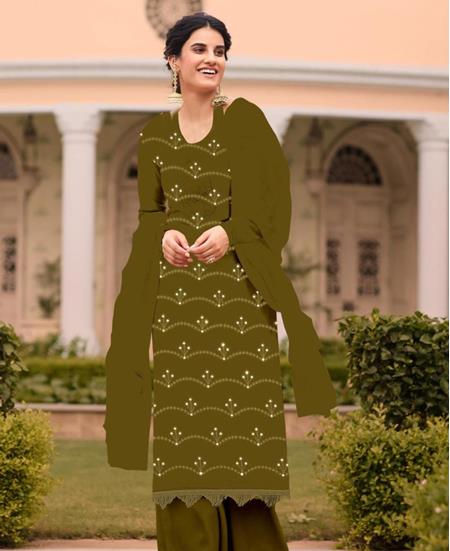 Picture of Exquisite Mahendi Straight Cut Salwar Kameez