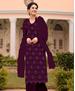 Picture of Delightful Wine Straight Cut Salwar Kameez