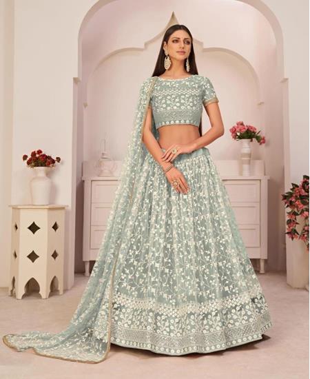 Picture of Pleasing Turquoise Lehenga Choli