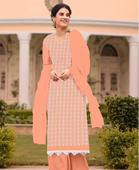 Picture of Sightly Peach Straight Cut Salwar Kameez