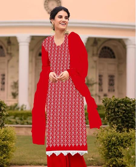 Picture of Fascinating Red Straight Cut Salwar Kameez