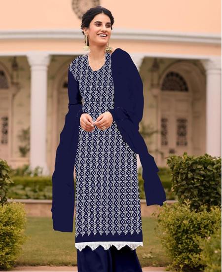 Picture of Classy Blue Straight Cut Salwar Kameez