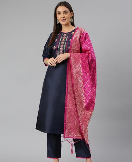 Picture of Enticing Navy Blue Readymade Salwar Kameez