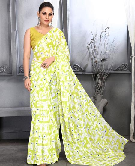 Picture of Good Looking Lemon Yellow Casual Saree