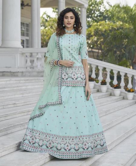 Picture of Superb Sky Blue Lehenga Choli