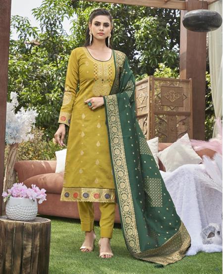 Picture of Stunning Mustard Straight Cut Salwar Kameez