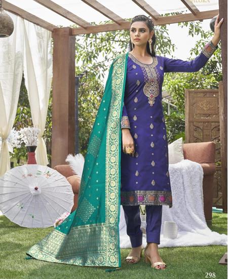 Picture of Statuesque Royal Blue Straight Cut Salwar Kameez