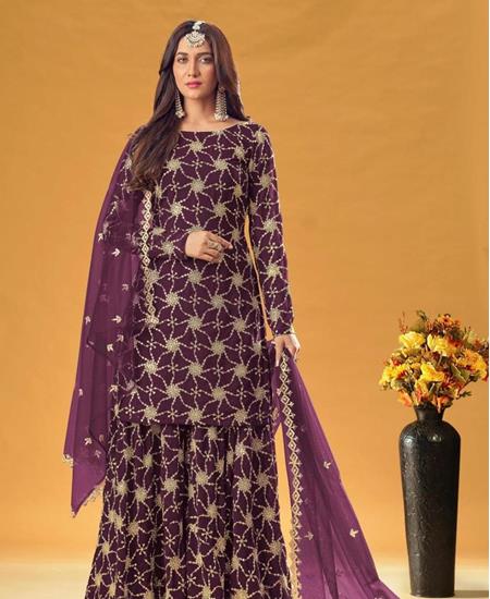 Picture of Radiant Wine Straight Cut Salwar Kameez