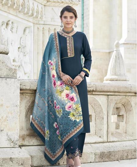 Picture of Bewitching Teal Blue Readymade Salwar Kameez