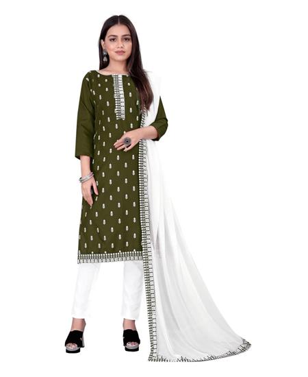 Picture of Amazing Mahendi Straight Cut Salwar Kameez