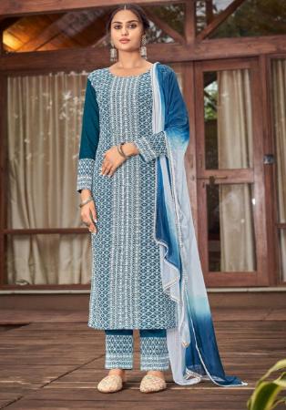 Picture of Beauteous Steel Blue Readymade Salwar Kameez