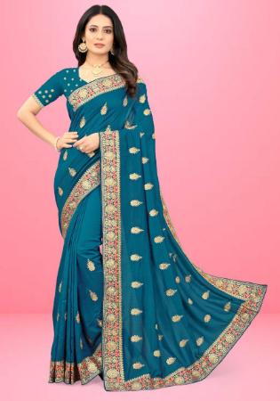 Picture of Well Formed Turquoise Casual Sarees