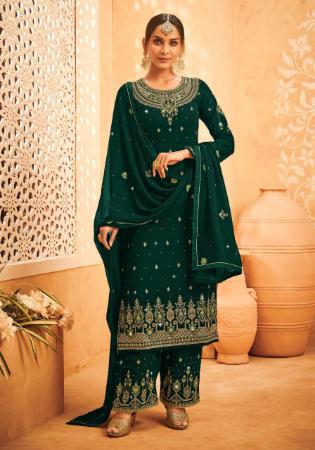 Picture of Enticing Bottle Green Straight Cut Salwar Kameez