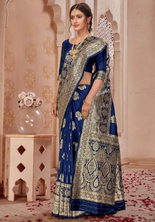 Picture of Well Formed Navy Blue Casual Sarees