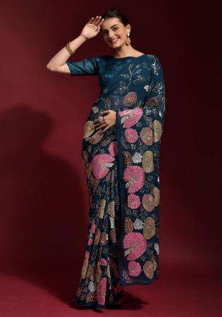 Picture of Magnificent Navy Blue Casual Sarees