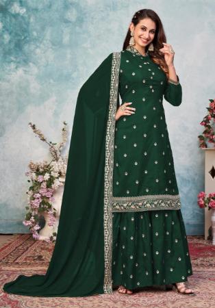 Picture of Exquisite Bottle Green Party Wear Salwar Kameez