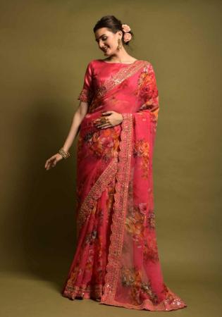 Picture of Appealing Georgette Rose Gold Saree