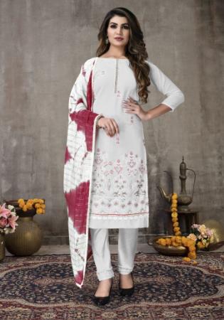 Picture of Splendid Cotton White Straight Cut Salwar Kameez