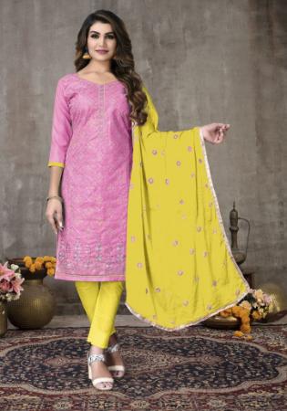 Picture of Cotton Shocking Pink Straight Cut Salwar Kameez