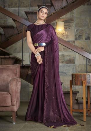 Picture of Excellent Silk Purple Saree