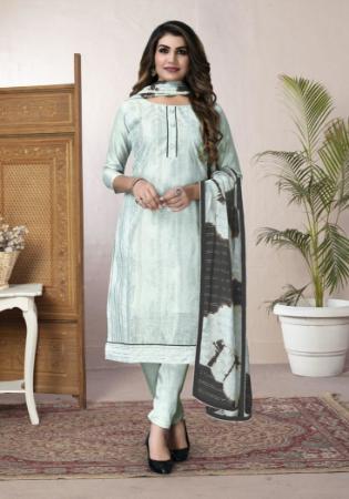 Picture of Georgette Sky Blue Straight Cut Salwar Kameez