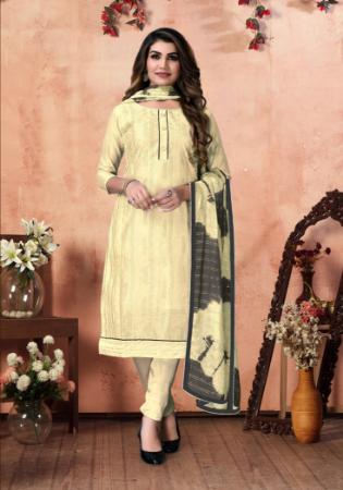 Picture of Cotton Corn Yellow Straight Cut Salwar Kameez