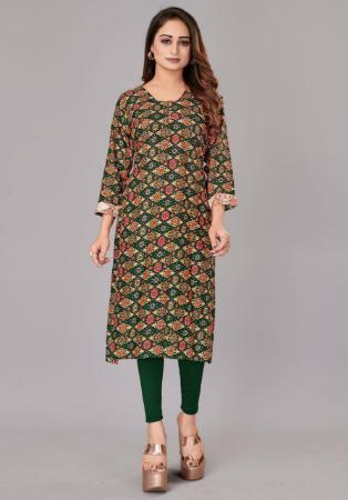 Picture of Exquisite Rayon Moss Green Kurtis & Tunic