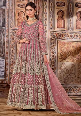 Picture of Sublime Net Pink Anarkali Salwar Kameez