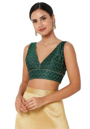 Picture of Radiant Silk Bottle Green Designer Blouse