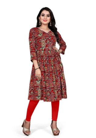 Picture of Admirable Rayon Red Kurtis & Tunic