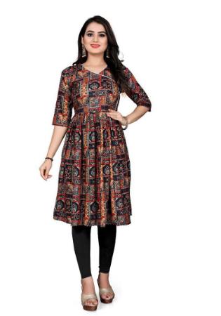 Picture of Alluring Rayon Black Kurtis & Tunic