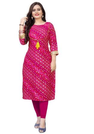 Picture of Enticing Rayon Hot Pink Kurtis & Tunic