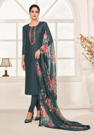 Picture of Cotton Payne's Grey Straight Cut Salwar Kameez