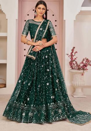 Picture of Beauteous Bottle Green Lehenga Choli