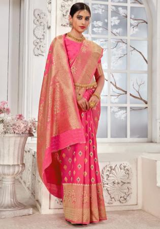 Picture of Exquisite Watrmlon Pink Casual Sarees