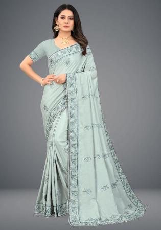 Picture of Good Looking Aqua Blue Casual Sarees