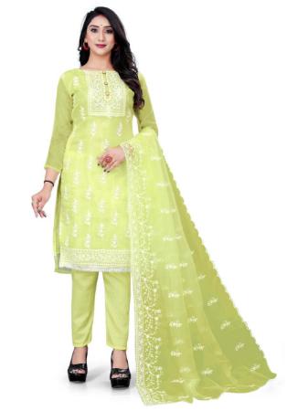 Picture of Splendid Lemon Yellow Straight Cut Salwar Kameez