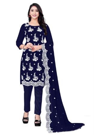 Picture of Nice Prussian Blue Straight Cut Salwar Kameez