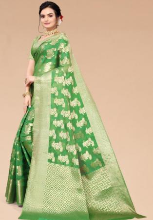 Picture of Beautiful Olive Green Organza Saree