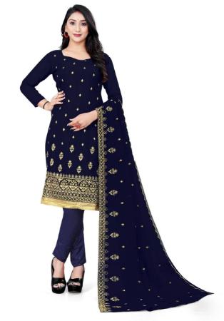 Picture of Statuesque Navy Blue Straight Cut Salwar Kameez