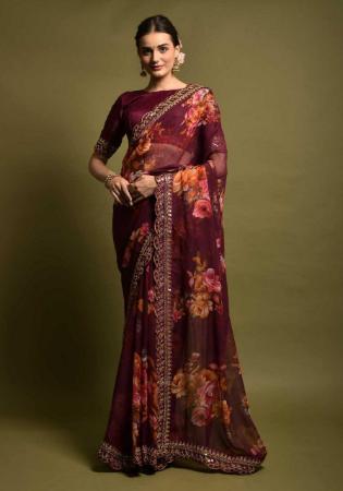 Picture of Comely Georgette Tobacco Saree