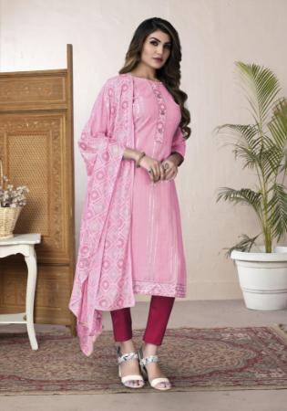 Picture of Radiant Georgette Pink Straight Cut Salwar Kameez