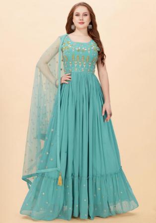 Picture of Resplendent Georgette Blue Bell Readymade Gown